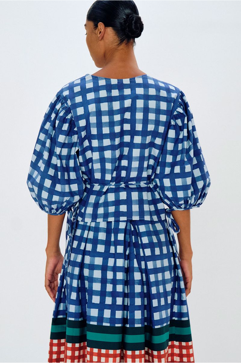 Blusa-bufante-transpasse-vichy-barrado