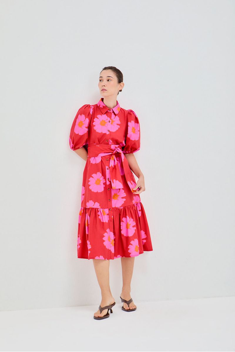 Vestido-bufante-babado-floral-pop-vermelho