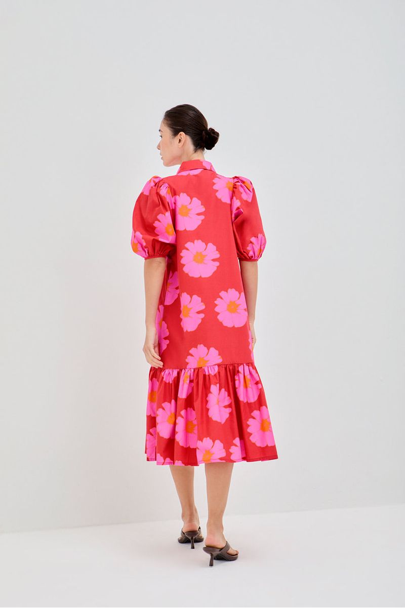 Vestido-bufante-babado-floral-pop-vermelho