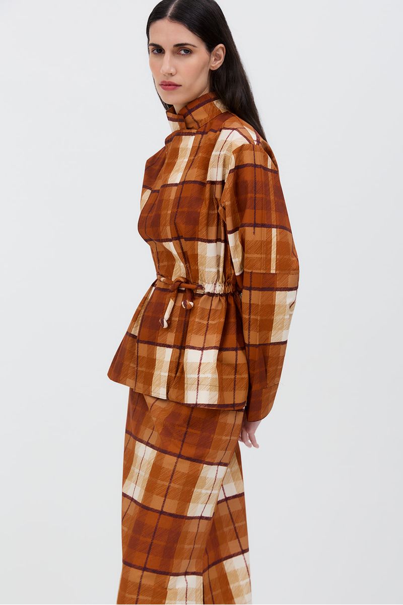 Parka-wind-xadrez-caramelo